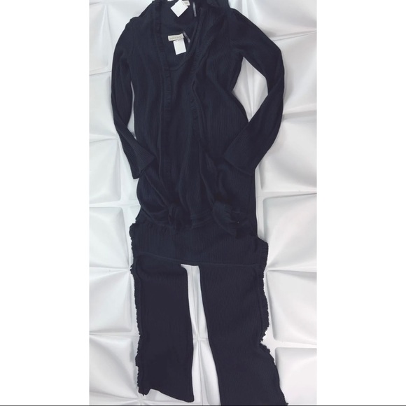 Trouble at the Mill Women Sz M S 3pc Pant Long Cardigan Tank Waffle Knit Set - Picture 3 of 12